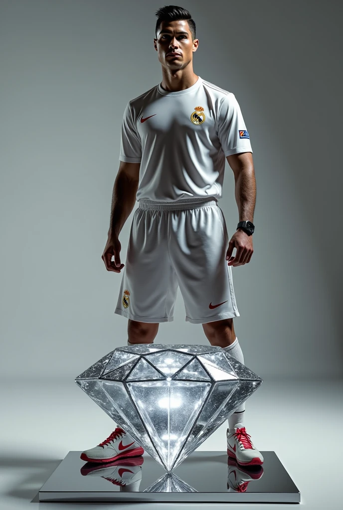 Ronaldo youtube king with diamond play button.youtube thumbnail size photo.