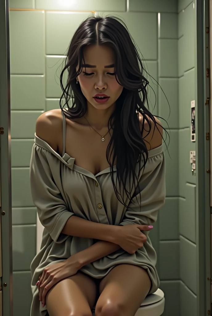 Young woman holding in pee。
My patience is running out、On the verge of leaking。