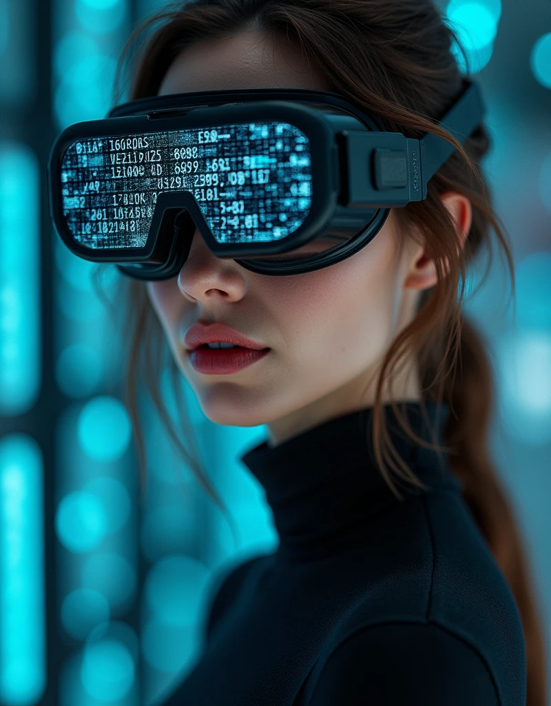(Realistc Art:4.9),(masterpiece:1.2,Distinguished Quality,Mirror-like,Cinematic Experienc),8k,wallpaper,Ray Tracing,(woman),Are standing,(美しいwoman,sexy),(Wearing futuristic cyber goggles:2.0,Data displayed on goggles:2.0,Detailed drawing of goggles:2.0),(A face with attention to detail,Detailed skin texture,Beautiful Skin),(Looking into the camera),(front),(Face close-up:2.0),(Server puncture:2.0),(The background is a wall of data:2.0),(Glossy lips:1.5),(Efeito 3D).