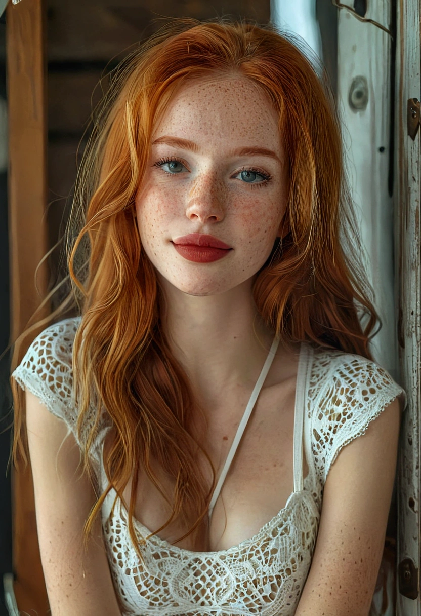 masterpiece, high quality, full detailed, !(Beautiful girl smiling), !(she has long, 16 thousand., HDR, RTH, photorealistic, 1 beautiful red-haired woman with small freckles on her cheeks, Cute, lips, red lipstick, long hair, I look at the viewer, draw up, nose, realistic, (Полnoseтью тело), red-haired woman with freckles, RAW photo,Studio_shot,uhd, SLR camera, soft lighting, high quality, granularity, Cute, lips, long hair, I look at the viewer, draw up, nose, realistic, (full body), RAW photo, Studio_shot, soft lighting, high quality, granularity. 20 years, sexual,очаровательная женщина с оттенком элегантnoseти,Best quality, masterpiece, a high resolution, 8 K, (realistic: 1.4), Ultra a high resolution, 1 girl, Ultra detailed, Surreal, highly detailed computer illustration, official art, cinematic light, реальnoseть, young beautiful girl, ideal figure, ideal figure, full review, perfect body, (Starting below: 1.3), a mask, Outside, sexy long legs, confident, beautiful sexy, Gray with short sleeves, open belly, Black super shorts, S-shaped body, Inverted hips, Assuming, posing, different perspectives