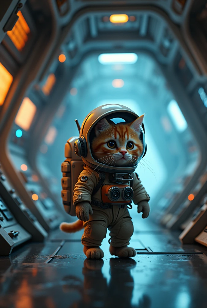 Inside the spaceship Astronaut Kitten whole body