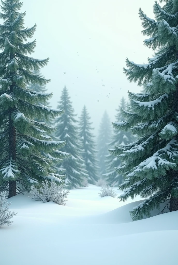 Picture of a pine forest in winter, the ground is covered with snow.
