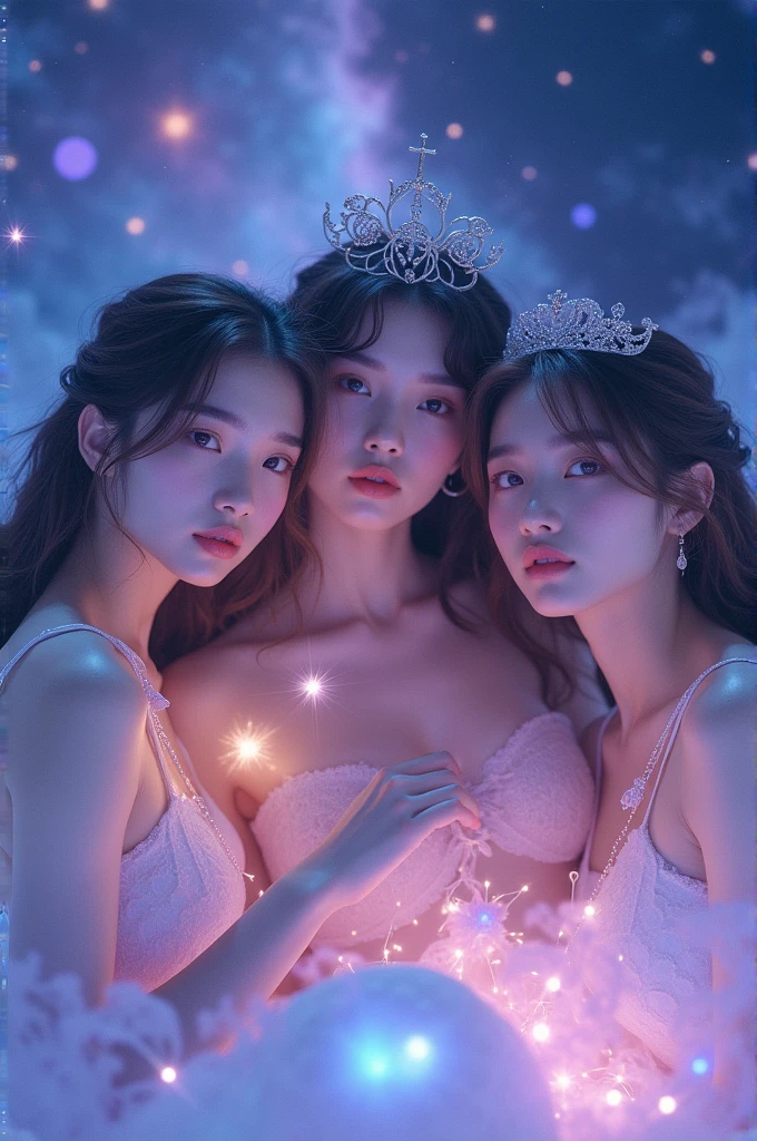 I'm taking photos for a new concept album. Create a girl group concept photo in the style of "Cosmic"