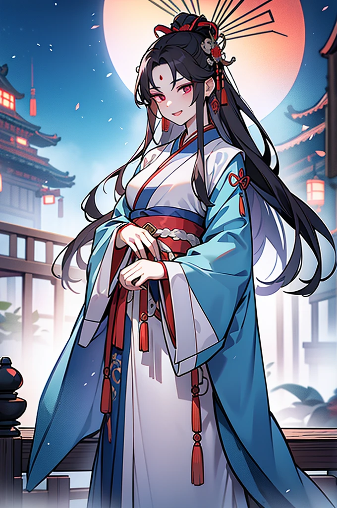 JiangshiQing ，Dynasty, Hanfu, Mother feeling, Royal sister, Grayish blue face, Vampire teeth, Crimson eyes