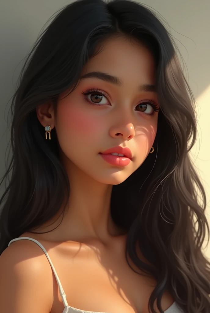 Create a realistic indian teenage girl of about 17 years with average body and white colour body
