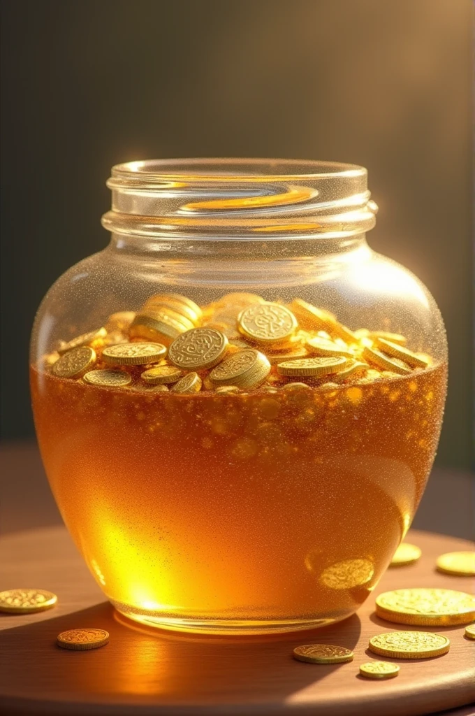 A honey jar with money inside