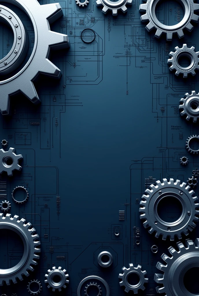 "Design a poster background for a mechanical engineering club. The image should feature a blend of technical and creative elements: Use a color scheme of deep blues and grays, with accents of metallic silver. Include subtle gradients and a sleek, modern look to convey innovation and precision. The background should be dynamic yet professional, providing a strong foundation for text and club information."