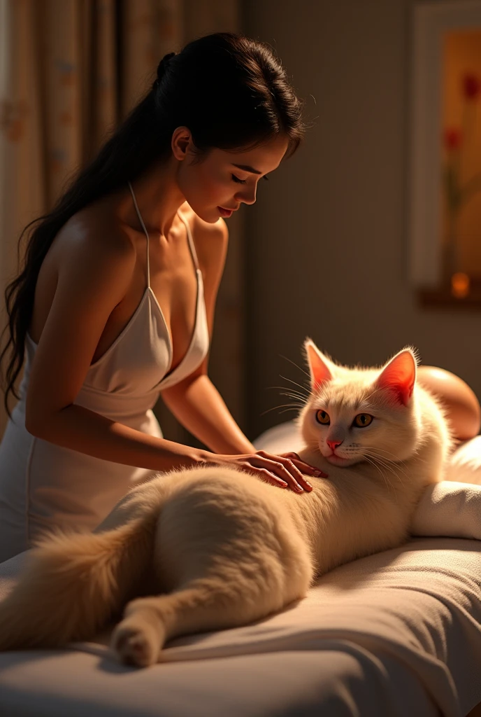 Masseuse kitten whole body
