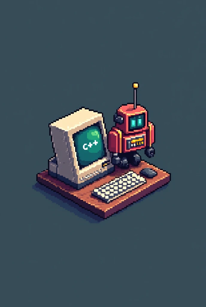 pixel logo with computer, roboT, c++, TiK26
