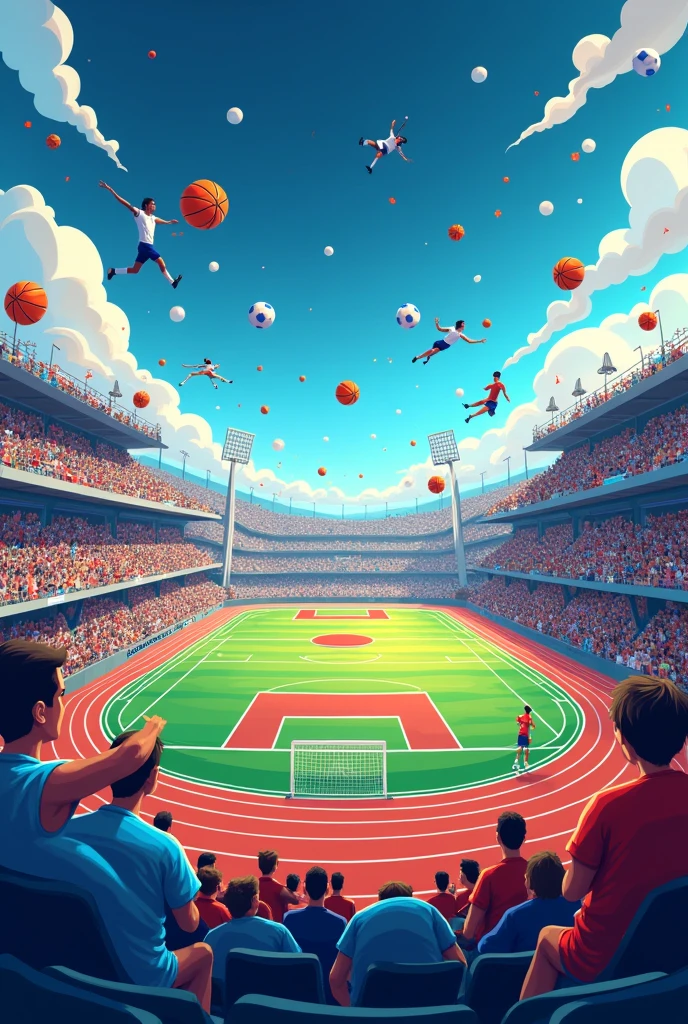 I make a YouTube channel for all sports updates all activities related please make a cover background banner landscape photo that represent all sports for my YouTube channel 