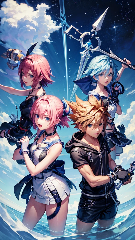 Characters from the Kingdom Hearts game series「sky」Create an image for,Show your keyblade,Looking down, it's dusk、Alone in a dark room