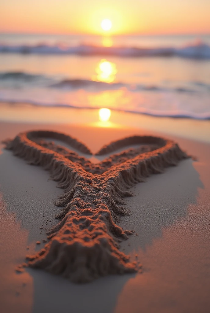 heart engraved on the sand of a magnificent beach