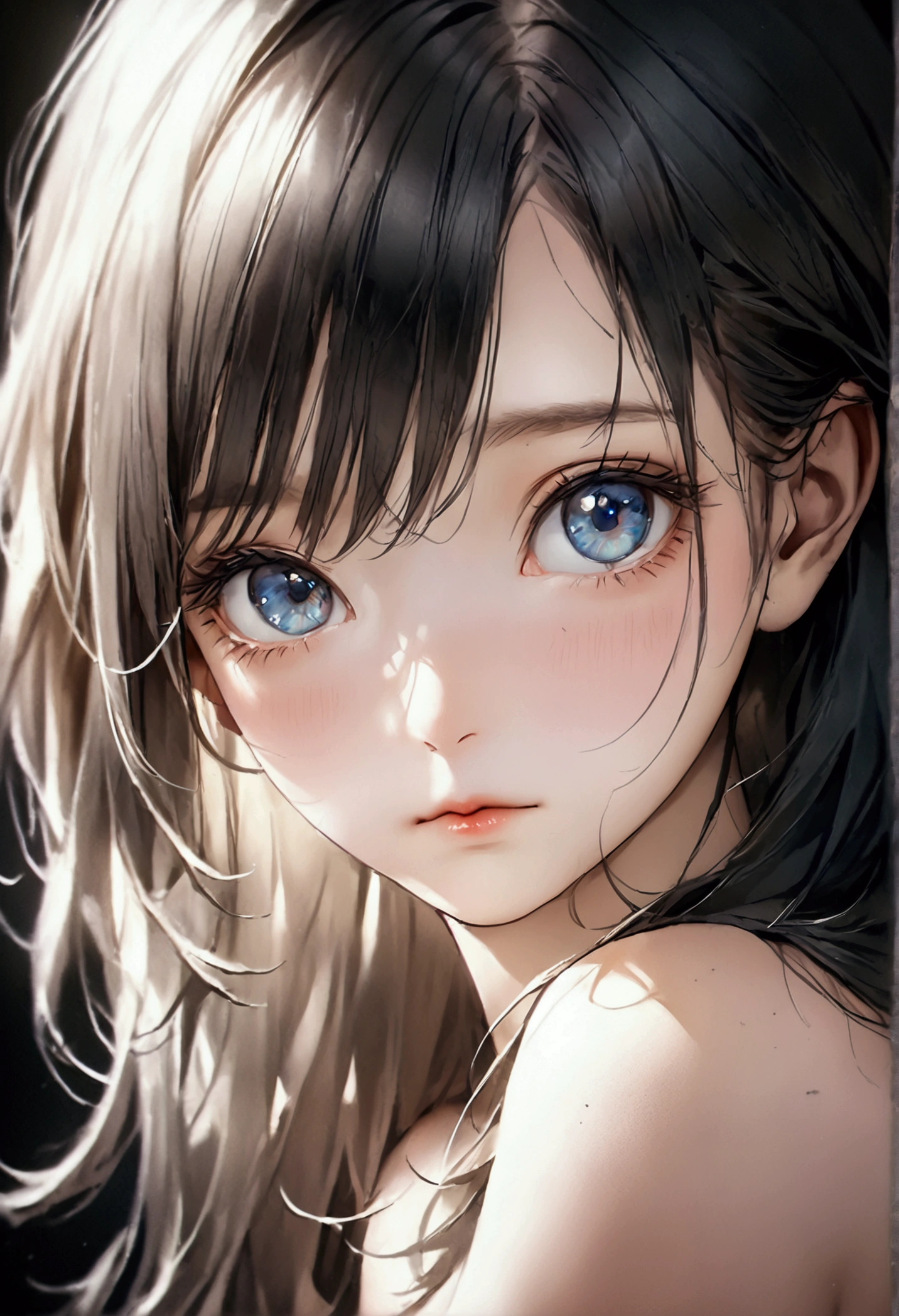 8k, Best Quality, masterpiece, ultra high resolution, (Realism: 1.4), Photo original, (realistic skin texture: 1.3), (film grain: 1.3), (Selfie angle), 1 girl, Beautiful eyes and face details, masterpiece, Best Quality, close up, Upper part of the body, looking at the viewer