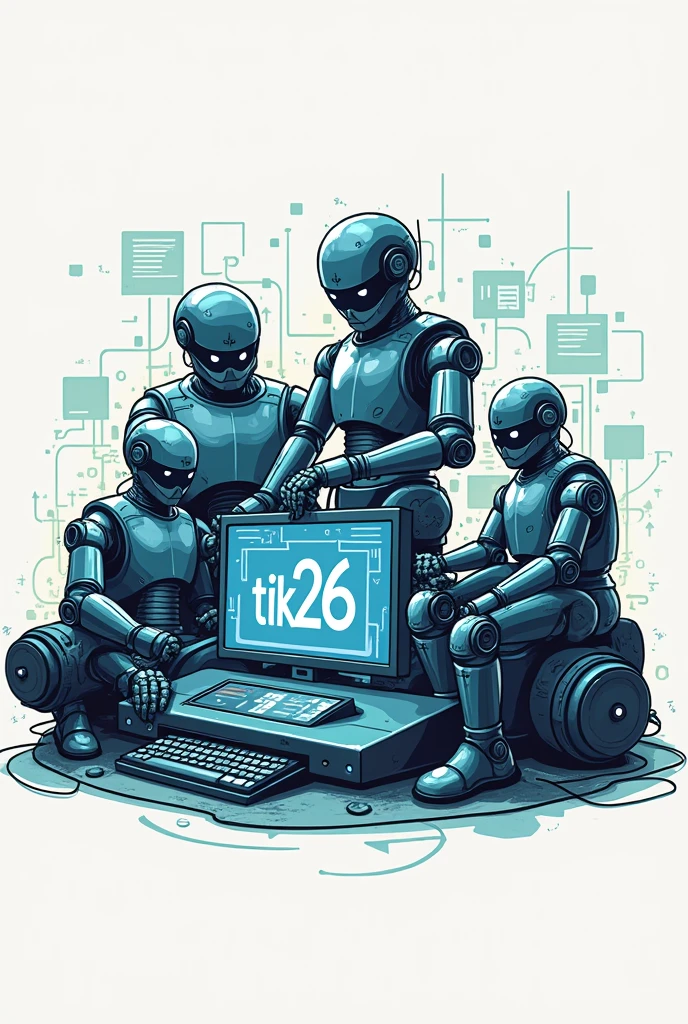 pixel logo with computers, 35 robots, C++ and text "TiK26" in Programming Ligature font
