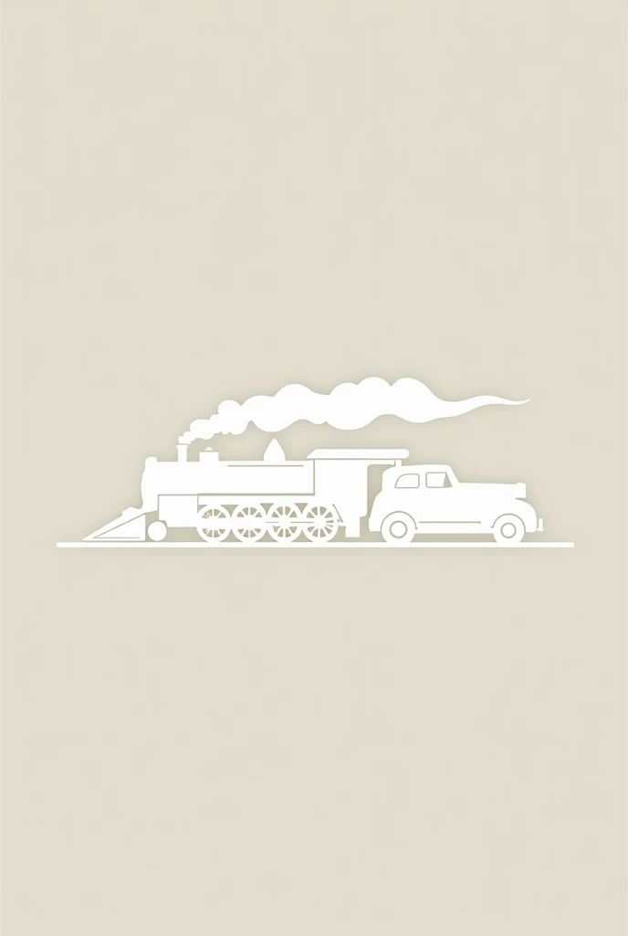 Logo with white images of a steam train and a classic 1946 car merged together 