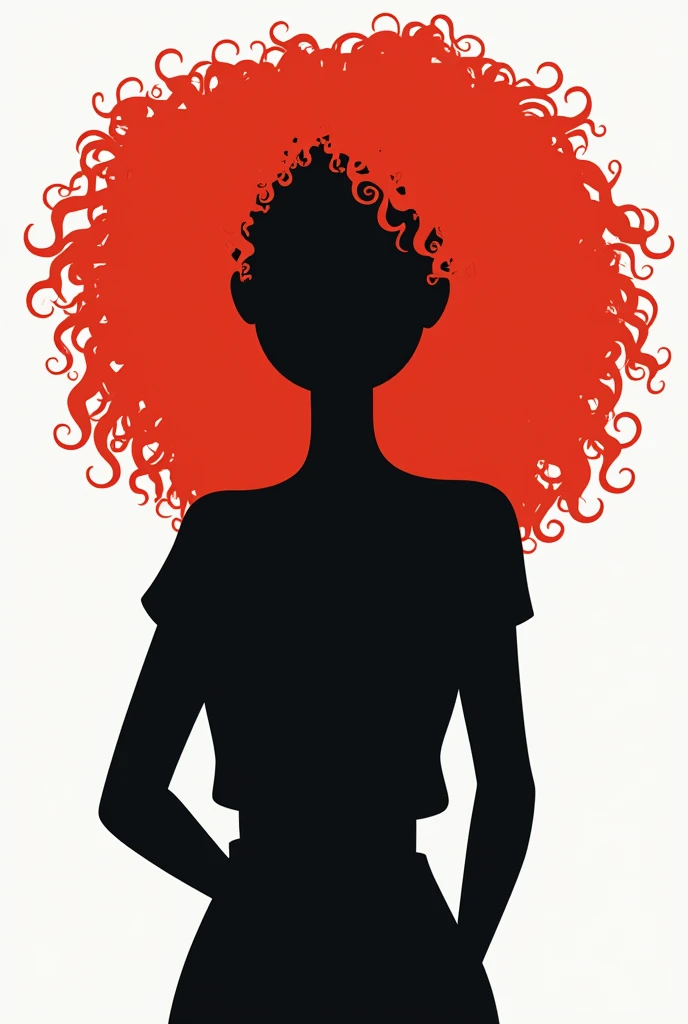 an image of a kind of Silhouette of a with red curly hair for a college attire emblem