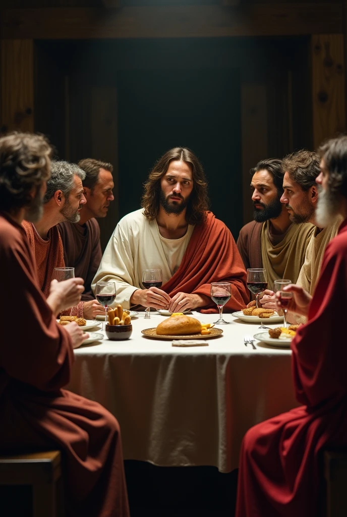 Jesus with the apostles at dinner
