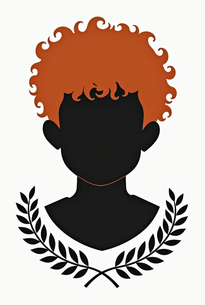 an image of a kind of Silhouette of a boy with curly red hair for a college attire emblem
