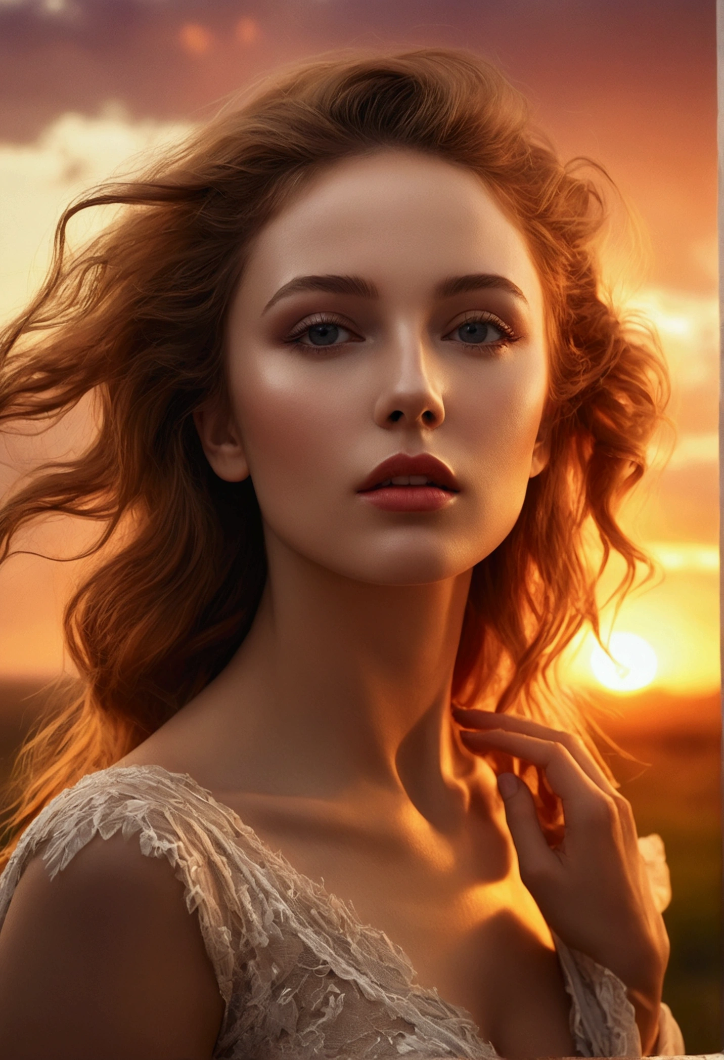 Surreal landscape
Beauty fashion model Woman, perfect face, full body shot. Art by Brooke Shaden and Pino Daeni. Close-up. Sensual poses. HDR, RAW. Outdoor photography by TJ Drysdale. Sunrise scenes.