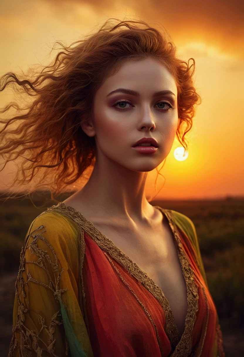 Surreal landscape                                                      
                                                                                                                             
Beauty fashion model Woman, perfect face, full body shot. Art by Brooke Shaden and Pino Daeni. Close-up. Sensual poses. HDR, RAW. Outdoor photography by TJ Drysdale.  Sunrise scenes.
