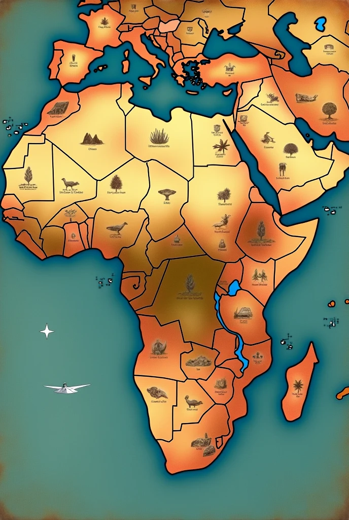 Make me a map with the traced routes of the gold route in West Africa and the salt route in Africa