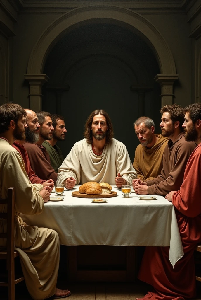 Jesus with the 12 apostles at the last supper