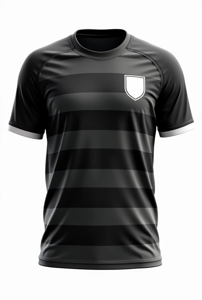 make me a football team shirt (for school games)
It has to be basic with predominant colors: secondary black: white with an emblem/shield on the chest without animals place the shield on the left chest without horizontal stripes use only black and white