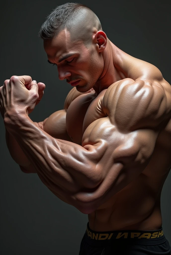Flexing muscular forarms
Show only forarms