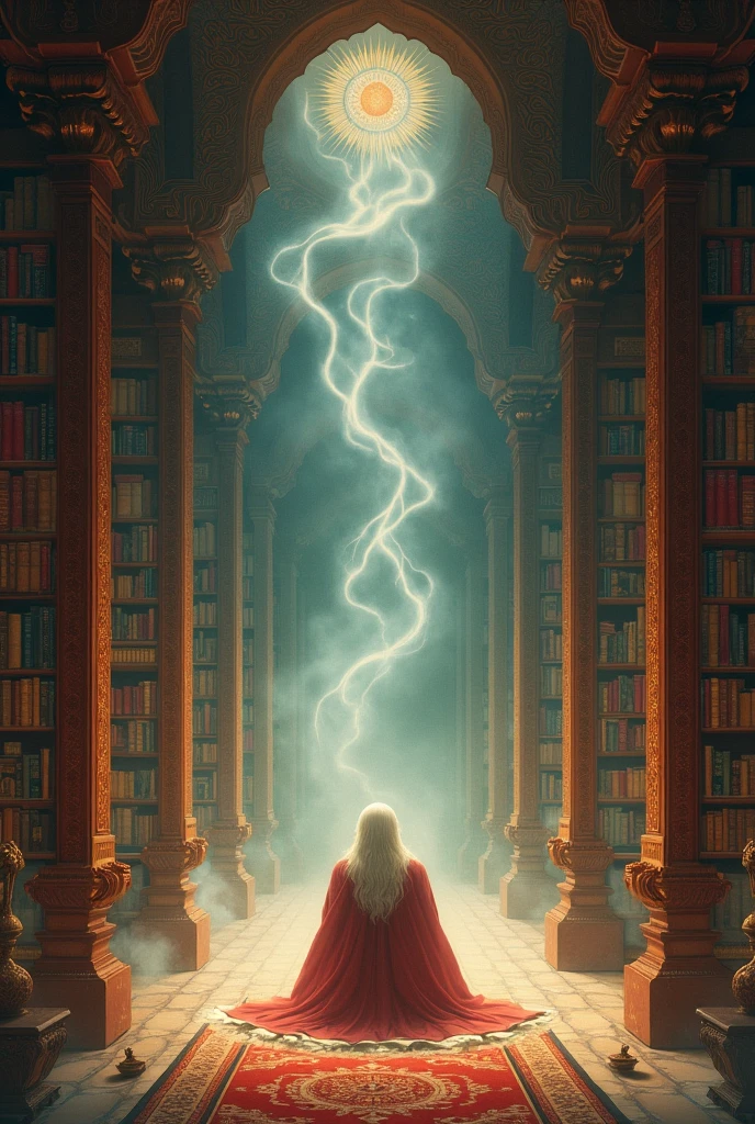 Fantasy library and Nepal themed meaningful, simple and elegant art piece.