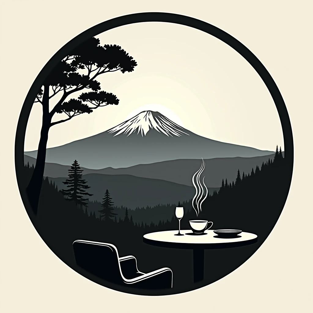 Logos of restaurants in the mountains rich in nature in Japan
Restaurant logo with a view of Mt. Fuji
monotone sun
All logos are achromatic
Circle-shaped logo marks,
A logo that shows that it is a delicious restaurant
a restaurant rich in nature
A stylish, small knife and fork on the terrace table, polite,
steam
a small pine tree
attract tourists
chic
Mt. Fuji is painted with only silhouette, pop and border only
Logos are pop, stylish and silhouette-only logo marks
White background
Black and white two-tone coloring design
achromatic design
elegant design
Italian and Japanese restaurants
Match between Japanese and I, harmony
Pretty cool
Stylish design
chic and modern design