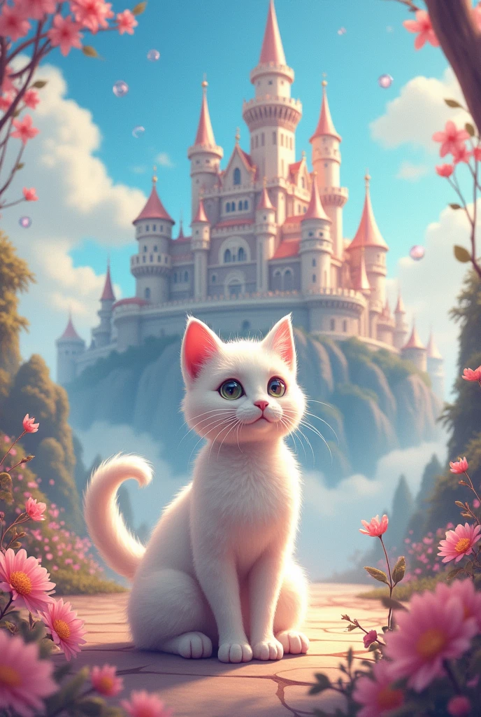 princess kitten In front of the castle