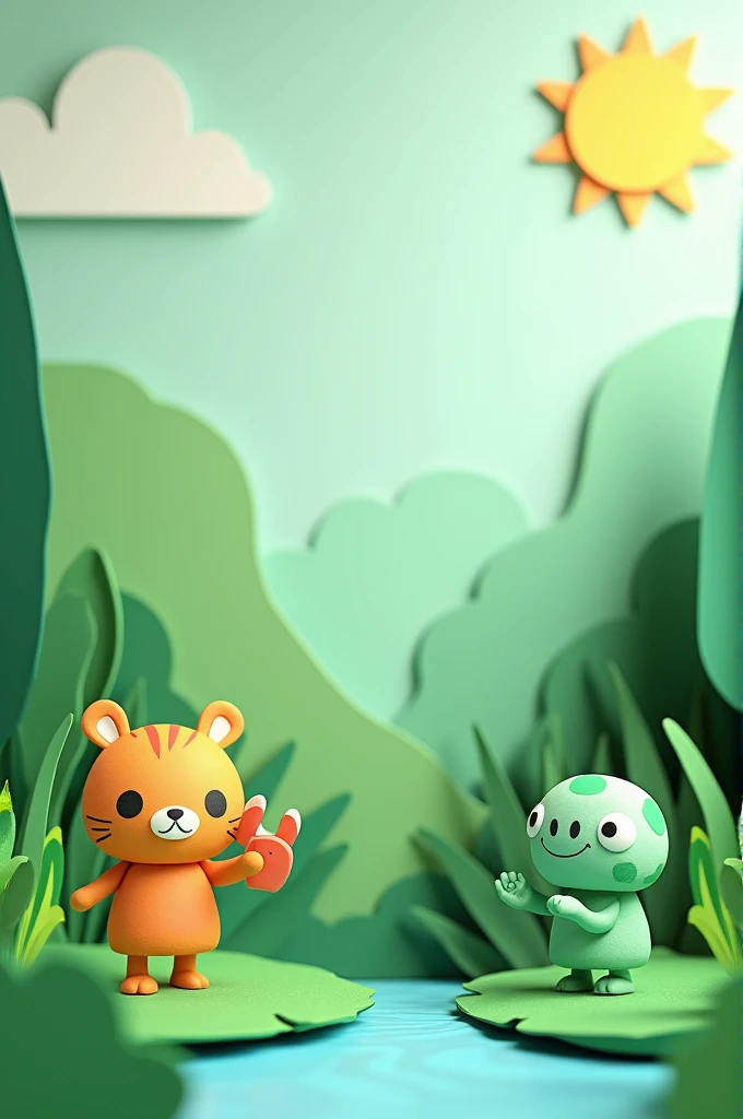 Green world paper cute style with Copy space, Earth day banner and World Environment day concept