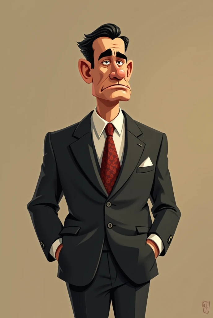 Pablo in the cartoon! style of the mafia board game, in a on a dark beige background 