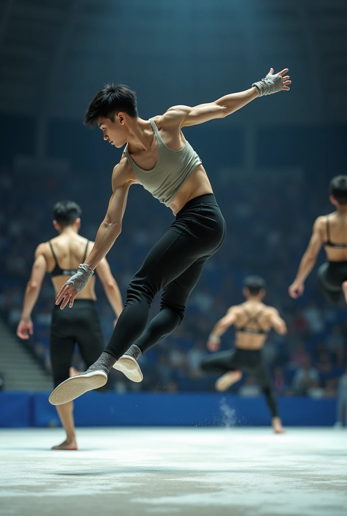 male新体操、male、Asian、Skater clothes、More than one person
