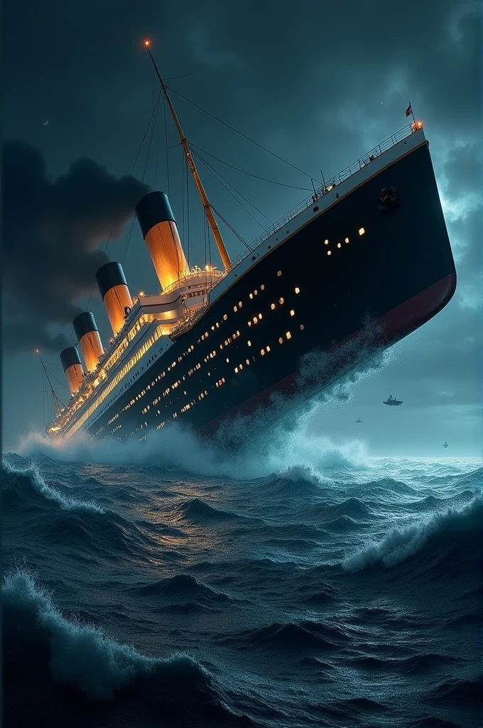 Create an image of the titanic sinking