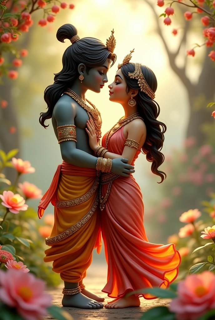 Little krishna say good morning to Radha in heart Text 
