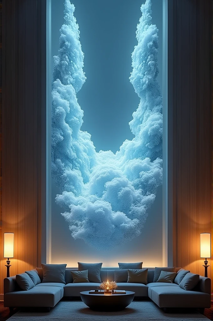 Two towers in the living room of a house projecting a 3d image in the middle