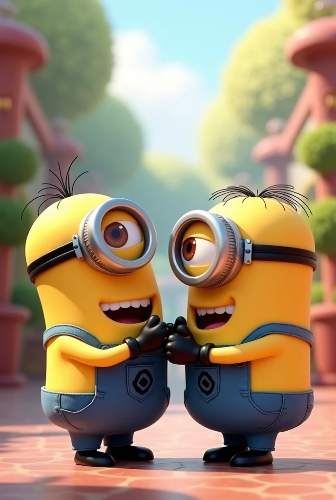 2 minions on a cute background