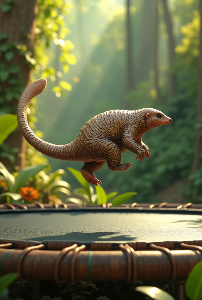 Pangolin on a trampoline 