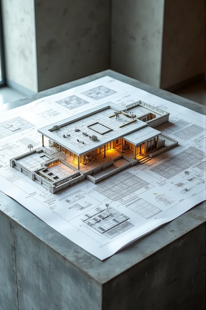 Design a plan on a concrete table one meter high and 4 meters wide