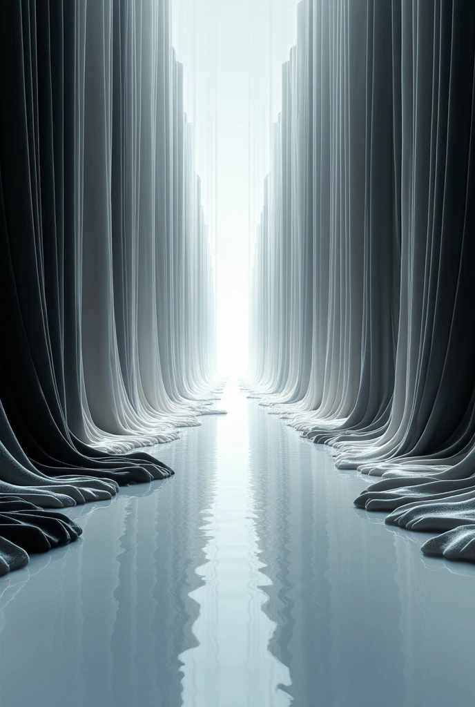Domain Expansion that is an hallway of an unlimited white and black silk inside and a universal background