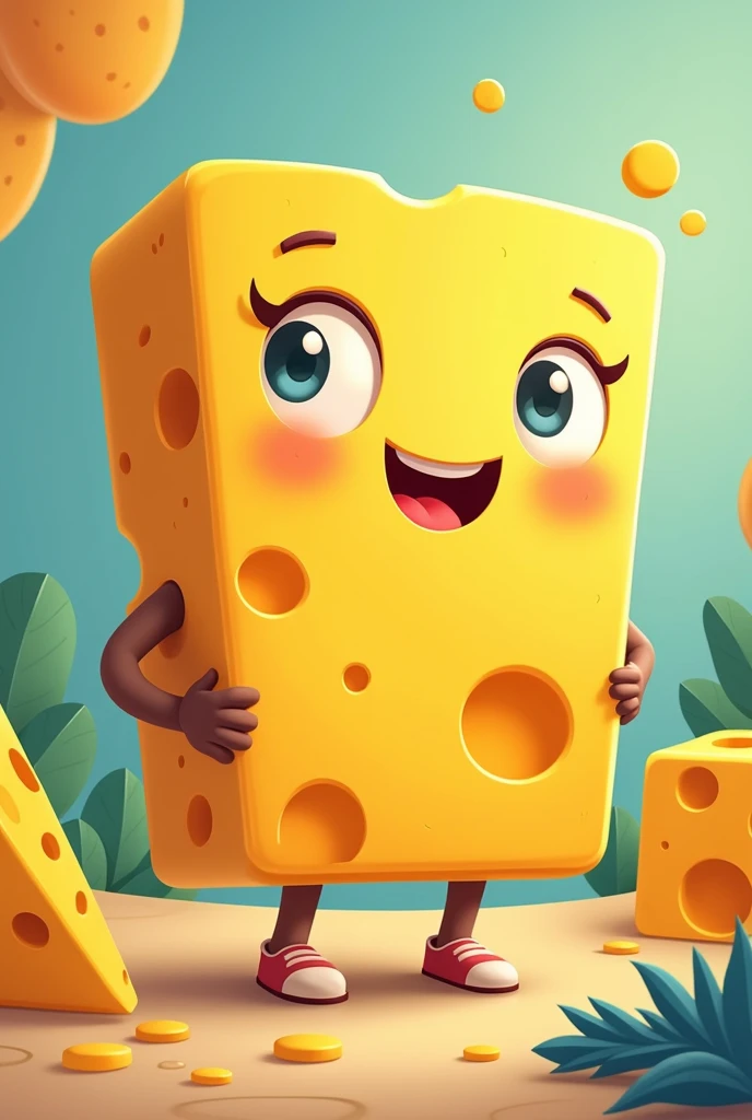 Cheese block cartoon 