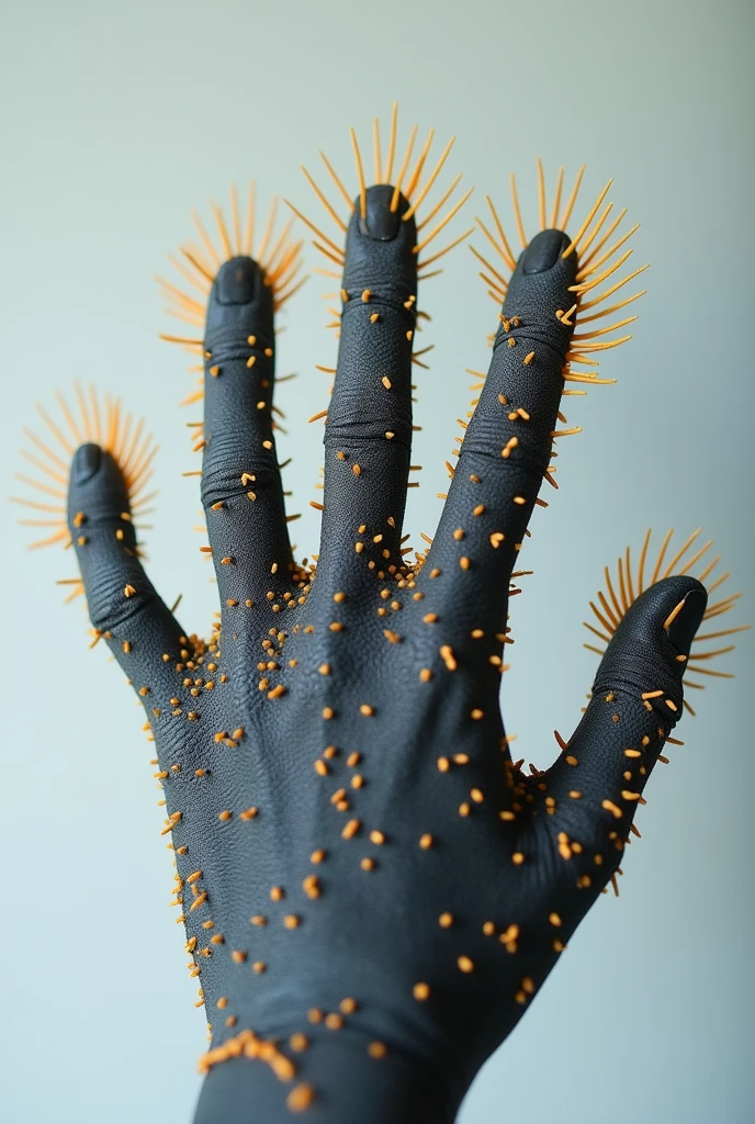a glove made from the texture of a gecko&#39;s paw. Show the detail of the glove seen showing the setae