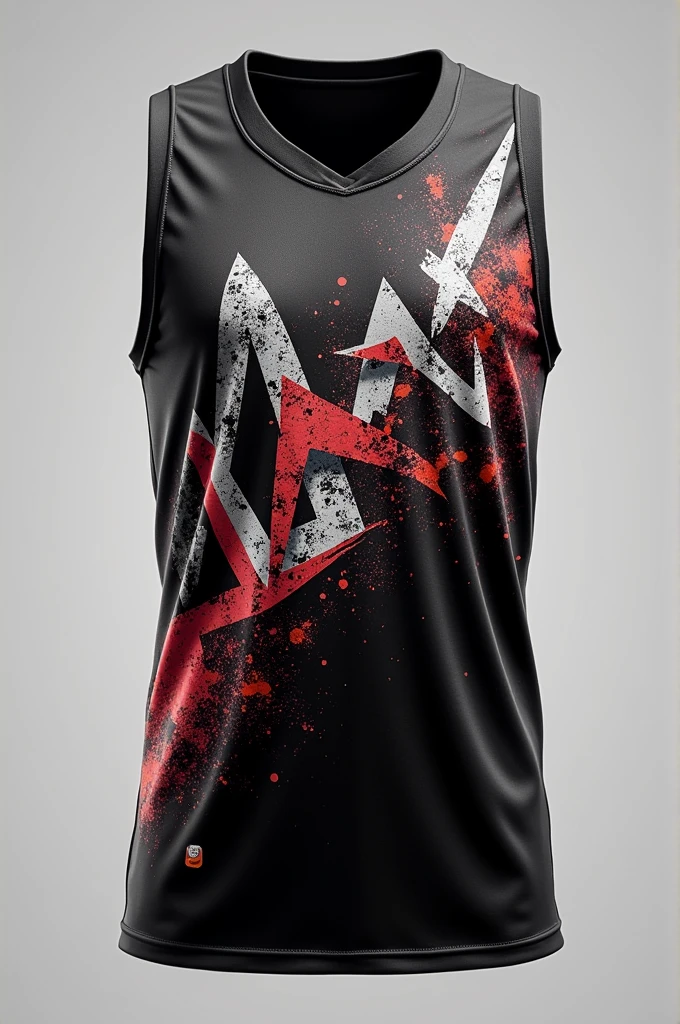 Create a black basketball jersey with graffiti