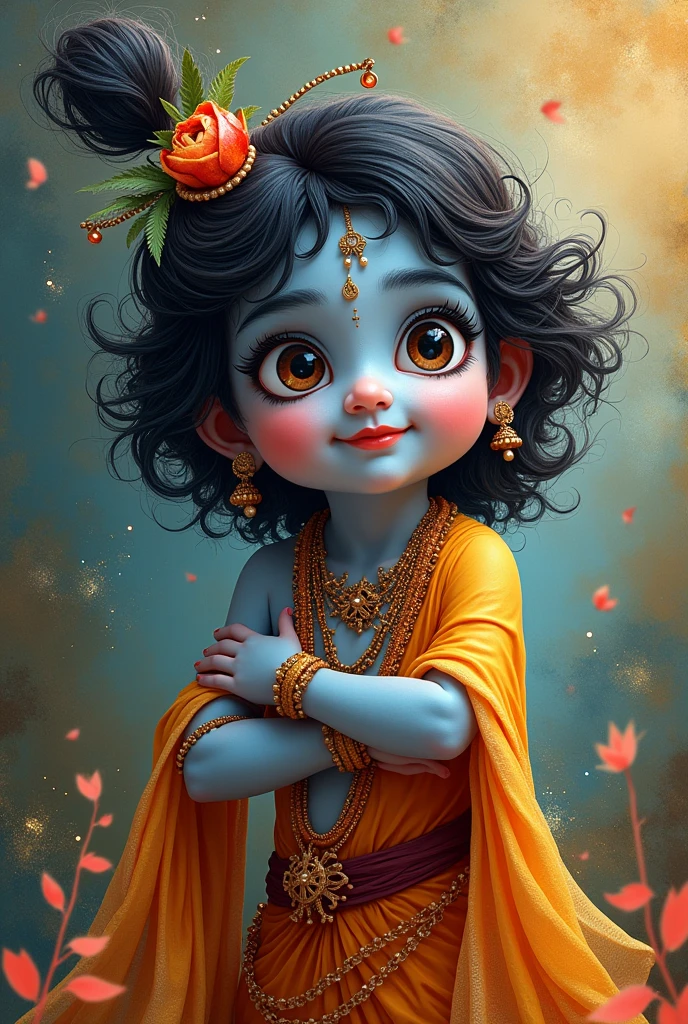 (photorealism:1.2), #iA cute cribble art image of God Krishna