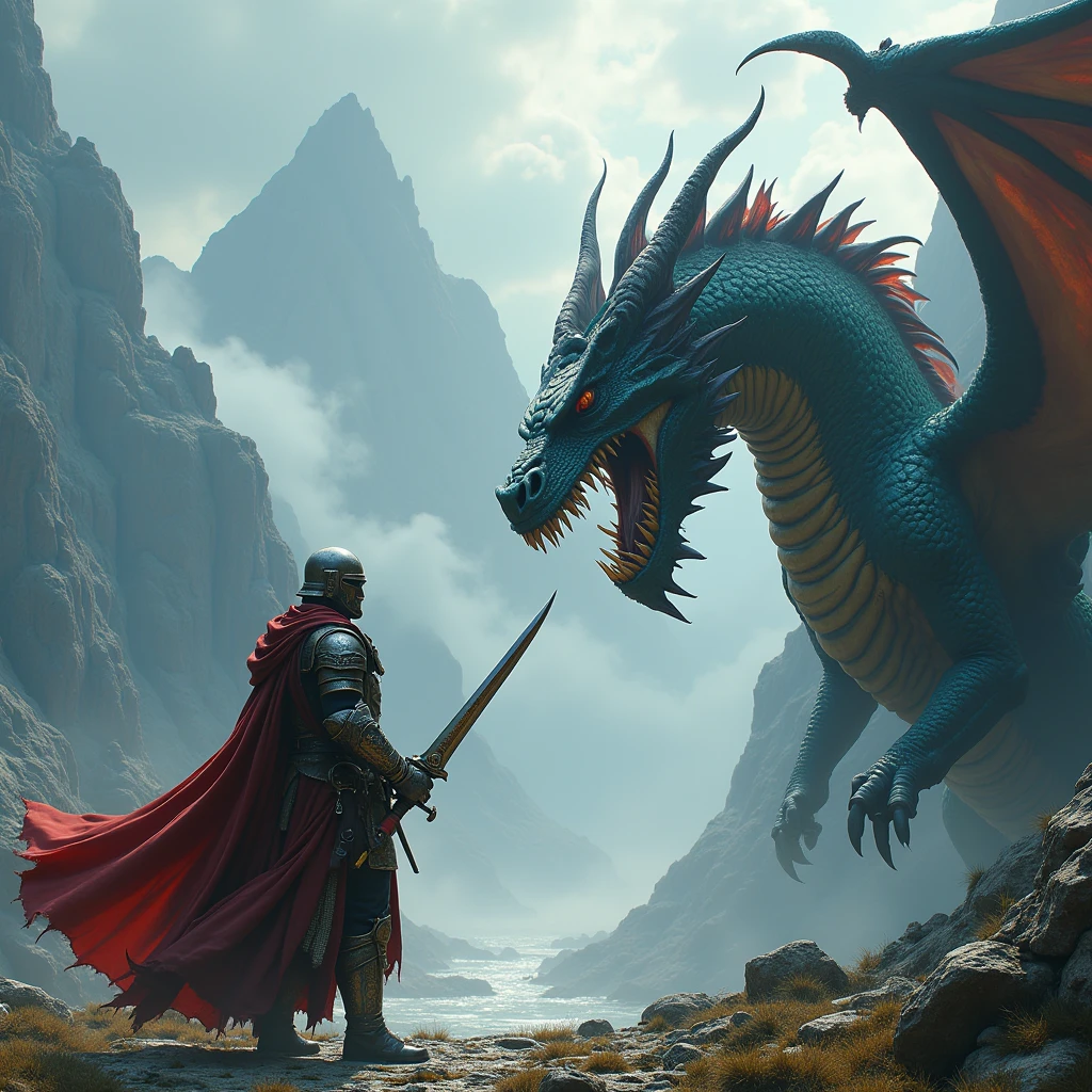a warrior and a dragon