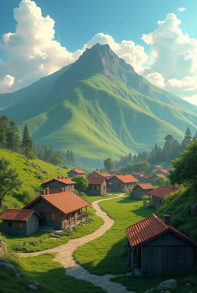 Landscape of the Coltauco hill in the Ohguiins region of Chile, where you can see the commune with houses