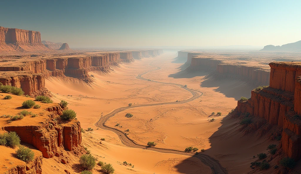 An aerial view of desert vegetation.