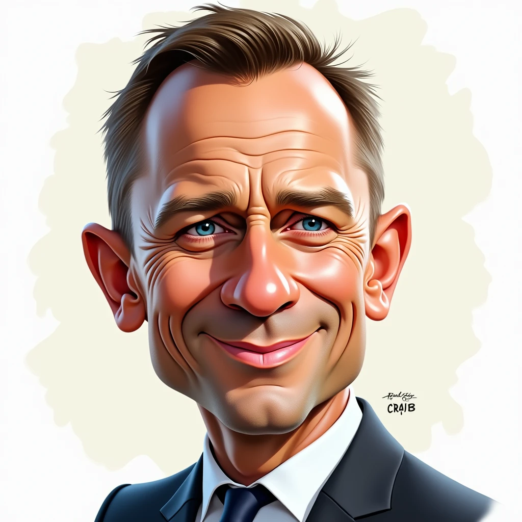 caricature of a face of Daniel Craig