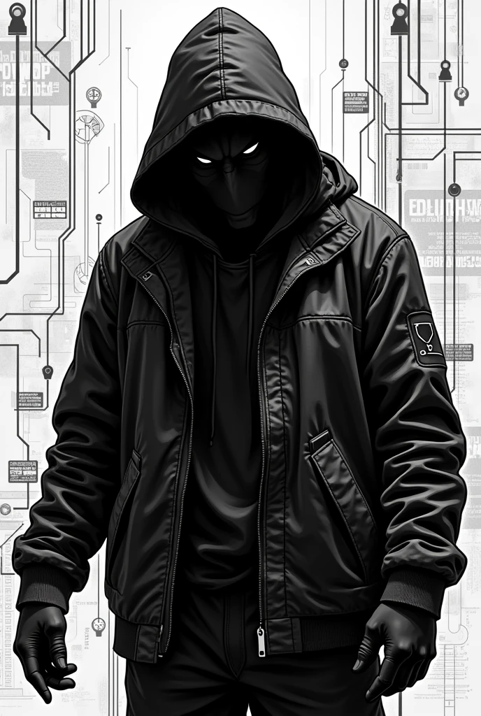black and white hacker type vector manga